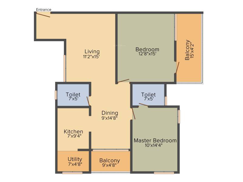 Pearlite Lakeside (2BHK+2T (1,345 sq ft) 1345 sq ft)