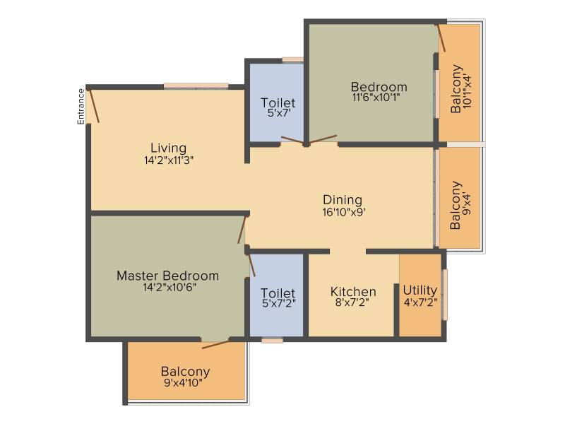 Pearlite Lakeside (2BHK+2T (1,199 sq ft) 1199 sq ft)