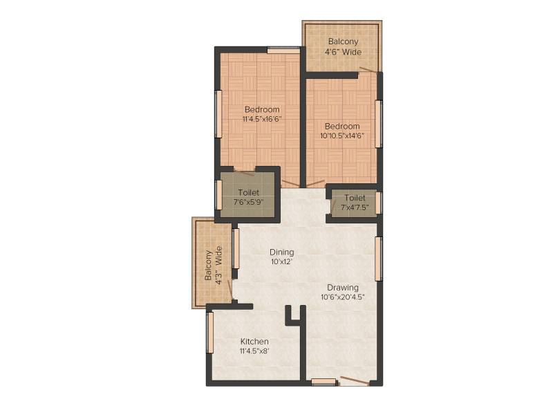 Pratyusha Developers Meadows 2BHK+2T (1,390 sq ft)