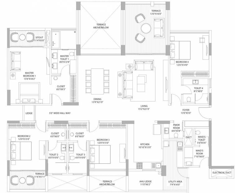 ABIL Clover Verde (4BHK+5T (3,795 sq ft) + Servant Room 3795 sq ft)