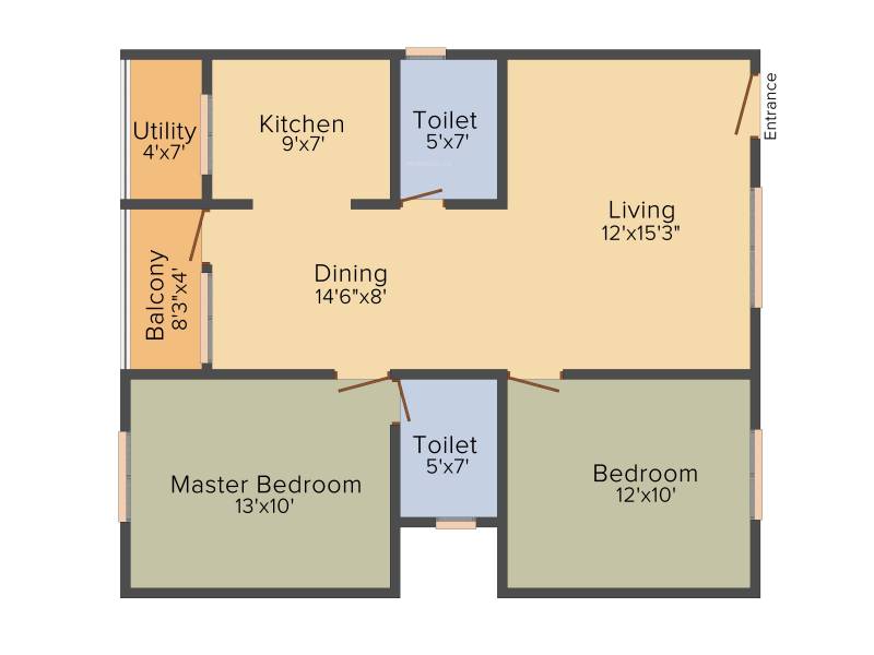 MBR Suave (2BHK+2T (1,040 sq ft) 1040 sq ft)