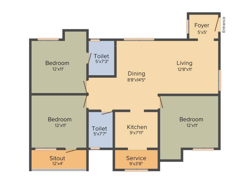 Nahar Jaishree (3BHK+2T (1,375 sq ft) 1375 sq ft)