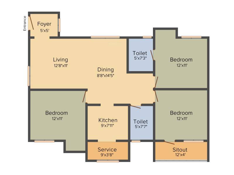 Nahar Jaishree (3BHK+2T (1,374 sq ft) 1374 sq ft)
