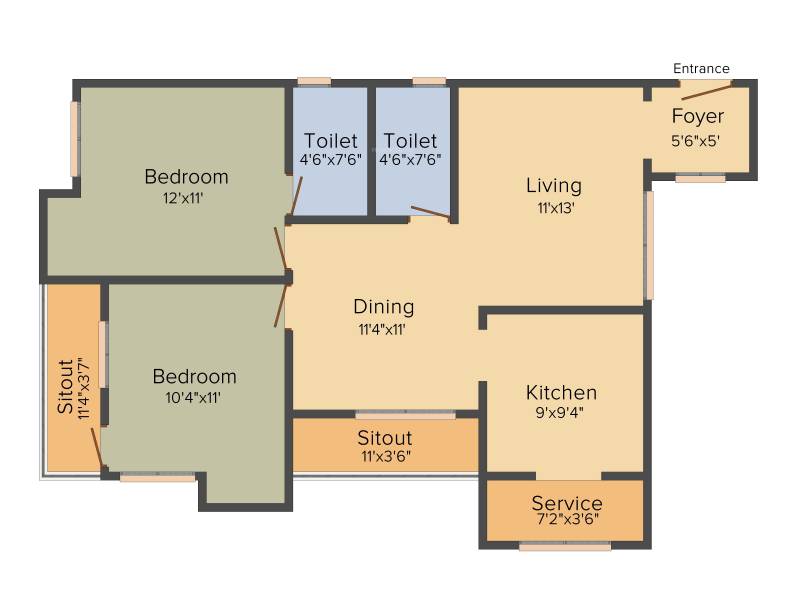 Nahar Jaishree (2BHK+2T (1,163 sq ft) 1163 sq ft)