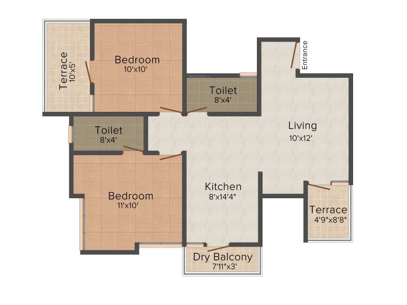 Rajesh East Enigma (2BHK+2T (875 sq ft) 875 sq ft)
