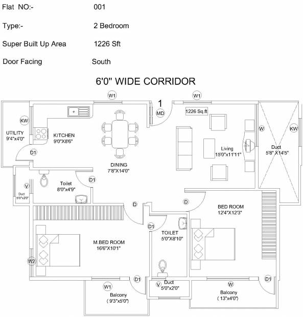Karna Sree Builder Mathru Sree Silver Oak (2BHK+2T (1,226 sq ft) 1226 sq ft)