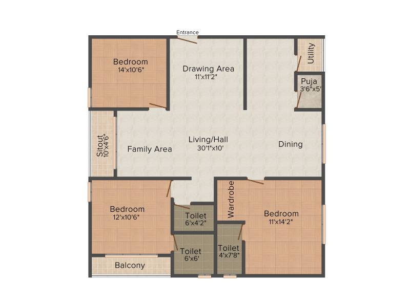 Urbansky Regalia (3BHK+3T (1,613 sq ft) + Pooja Room 1613 sq ft)