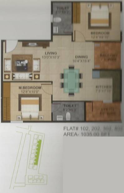 Adiga Vishwendra (2BHK+2T (1,035 sq ft) 1035 sq ft)