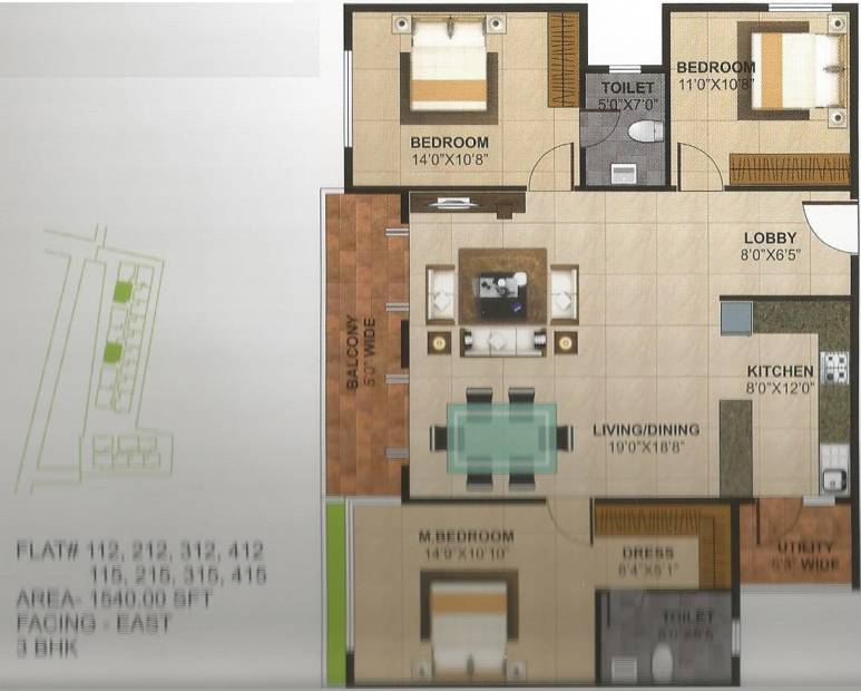 Adiga Vishwendra (3BHK+2T (1,540 sq ft) 1540 sq ft)