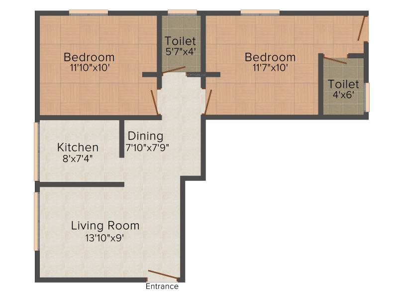 Building Home Papaya (2BHK+2T (805 sq ft) 805 sq ft)