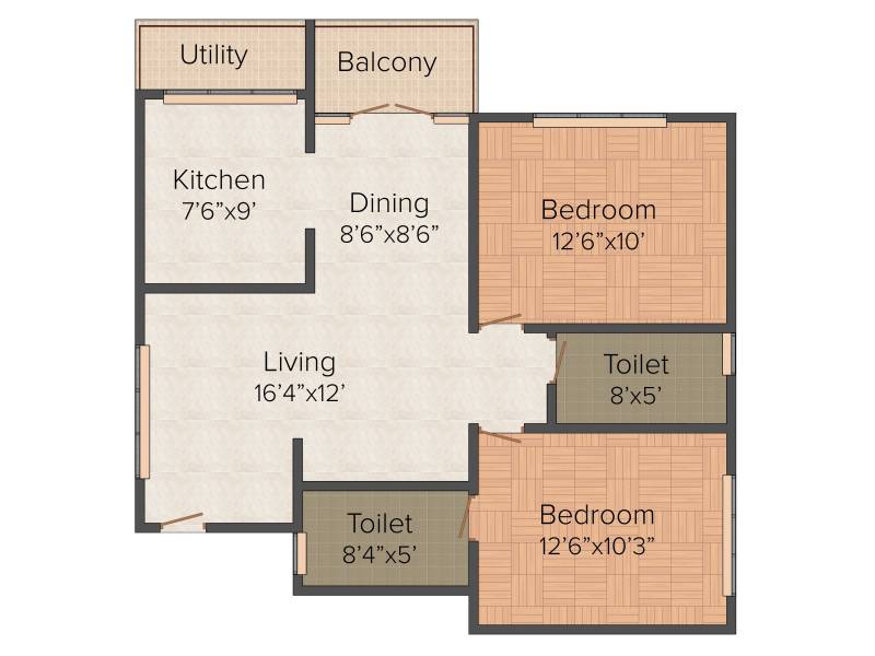 My Home The Greens SLR Cassia Court (2BHK+2T (1,069 sq ft) 1069 sq ft)