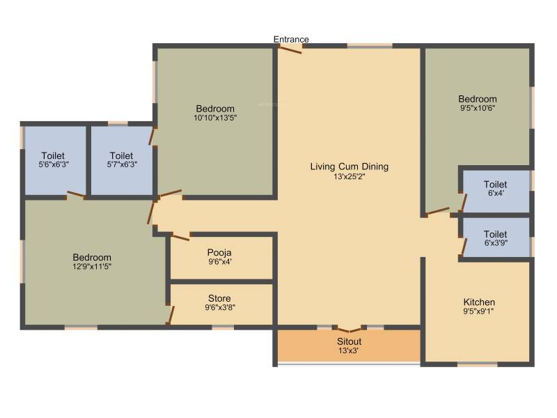S B Promoters SS Apoorva (3BHK+4T (1,624 sq ft) + Pooja Room 1624 sq ft)