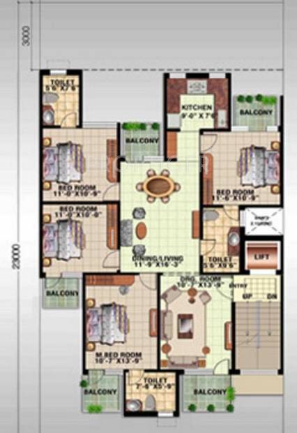 Ansal Sovereign Floors (4BHK+4T (2,542 sq ft) 2542 sq ft)