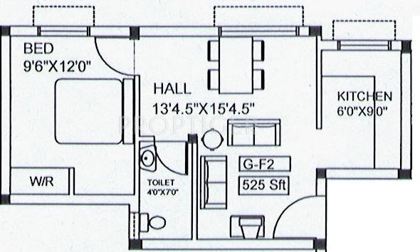 Vinoth Varsha (1BHK+1T (525 sq ft) 525 sq ft)