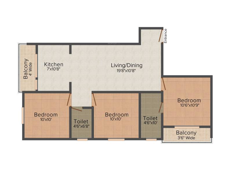 Prabhavathi Radiance (3BHK+2T (1,190 sq ft) 1190 sq ft)