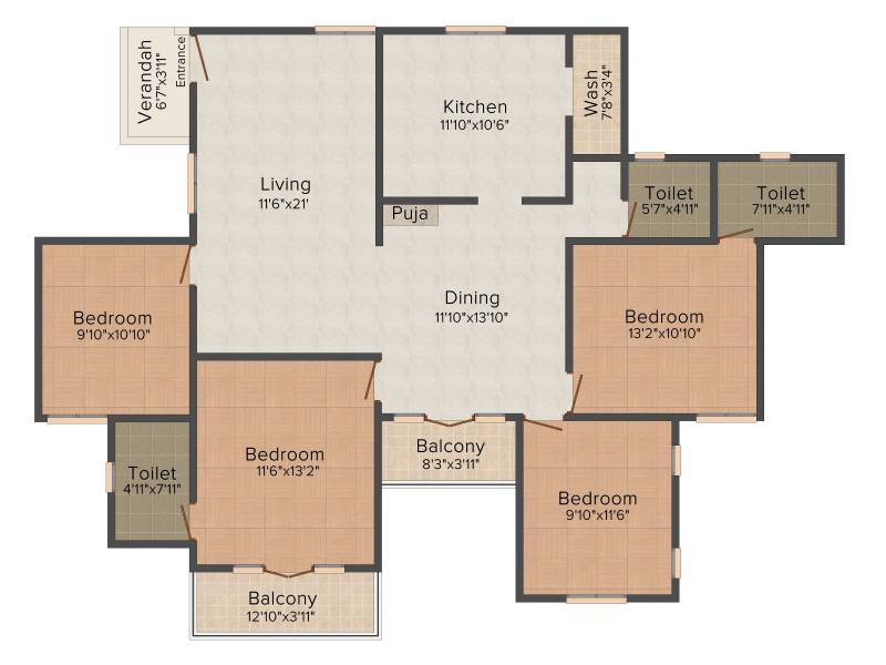 Navin Springfield (4BHK+3T (1,705 sq ft) 1705 sq ft)