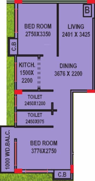 Satyam Lokenath Tower (2BHK+2T (830 sq ft) 830 sq ft)