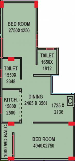 Satyam Lokenath Tower (2BHK+2T (860 sq ft) 860 sq ft)