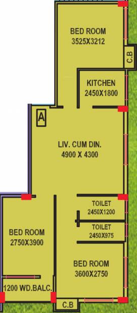 Satyam Lokenath Tower (3BHK+2T (1,164 sq ft) 1164 sq ft)