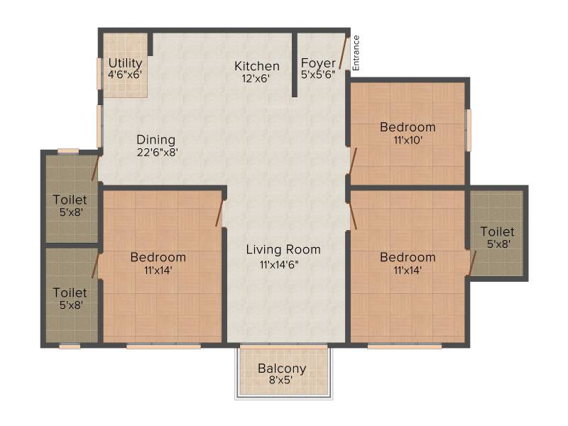 Srinivasa Sai Poorna Luxuria (3BHK+3T (1,508 sq ft) 1508 sq ft)