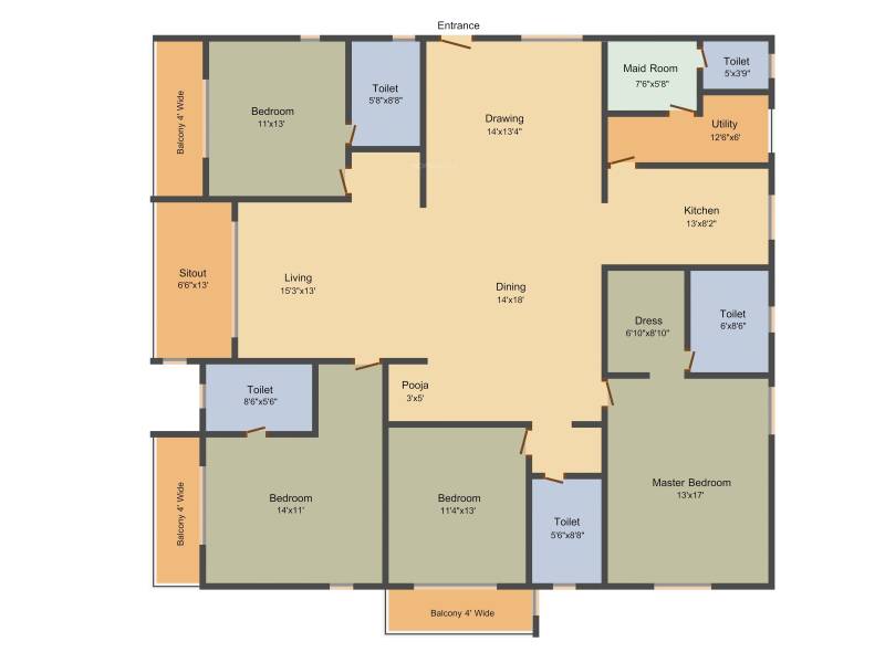 Salarpuria Sattva Magnus (4BHK+5T (2,965 sq ft) + Servant Room 2965 sq ft)