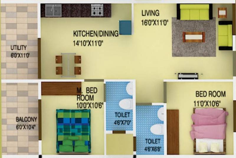 DS DSMAX SPARKLE NEST (2BHK+2T (1,182 sq ft) 1182 sq ft)
