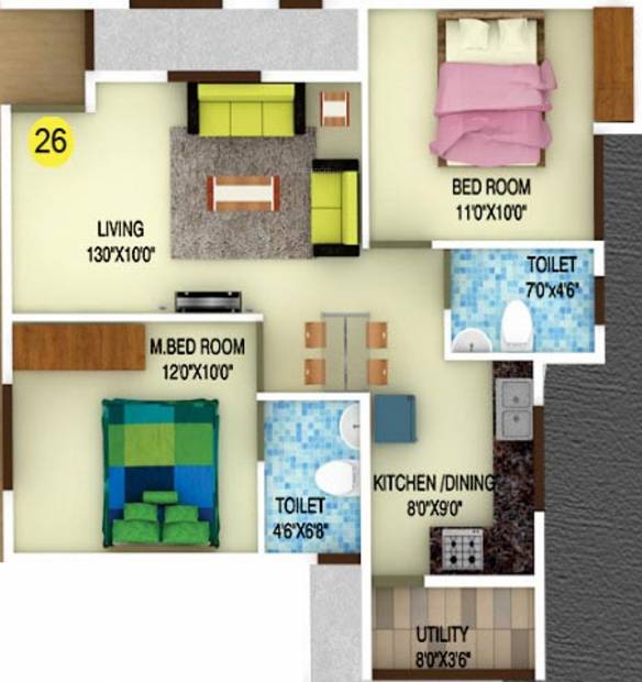 DS DSMAX SPARKLE NEST (2BHK+2T (971 sq ft) 971 sq ft)