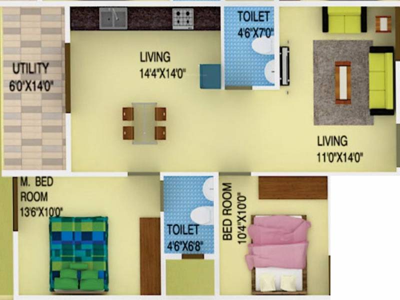 DS DSMAX SPARKLE NEST (2BHK+2T (1,194 sq ft) 1194 sq ft)
