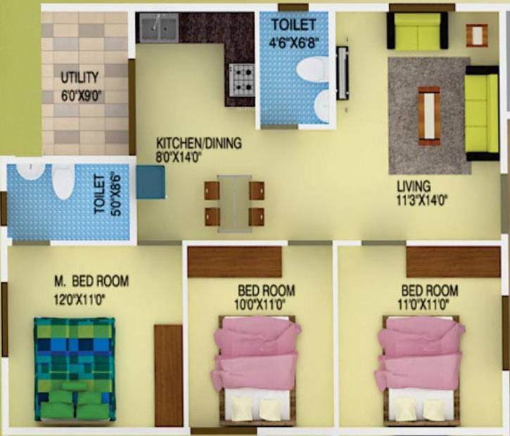 DS DSMAX SPARKLE NEST (3BHK+2T (1,235 sq ft) 1235 sq ft)