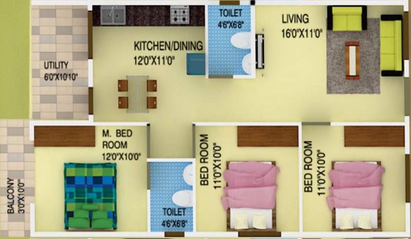 DS DSMAX SPARKLE NEST (3BHK+2T (1,298 sq ft) 1298 sq ft)