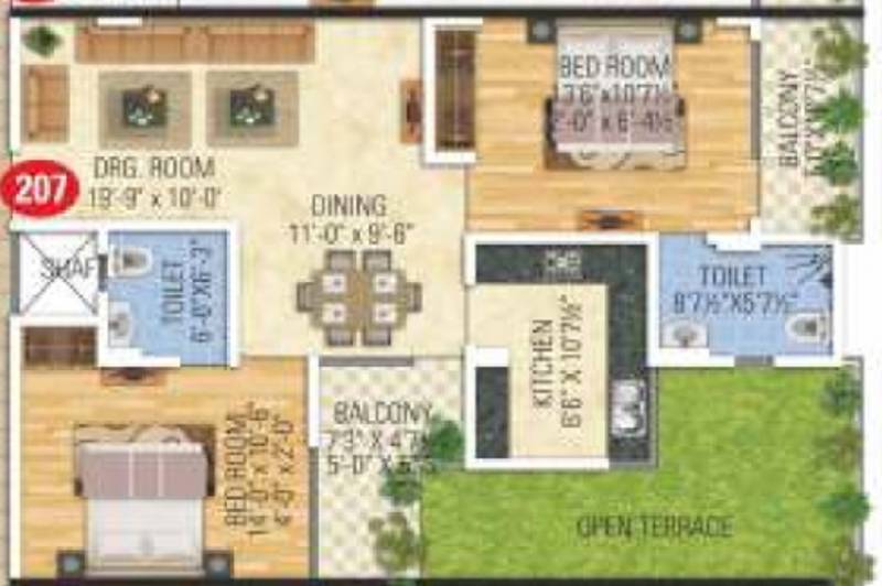 SDC Anand Prime (2BHK+2T (1,350 sq ft) 1350 sq ft)