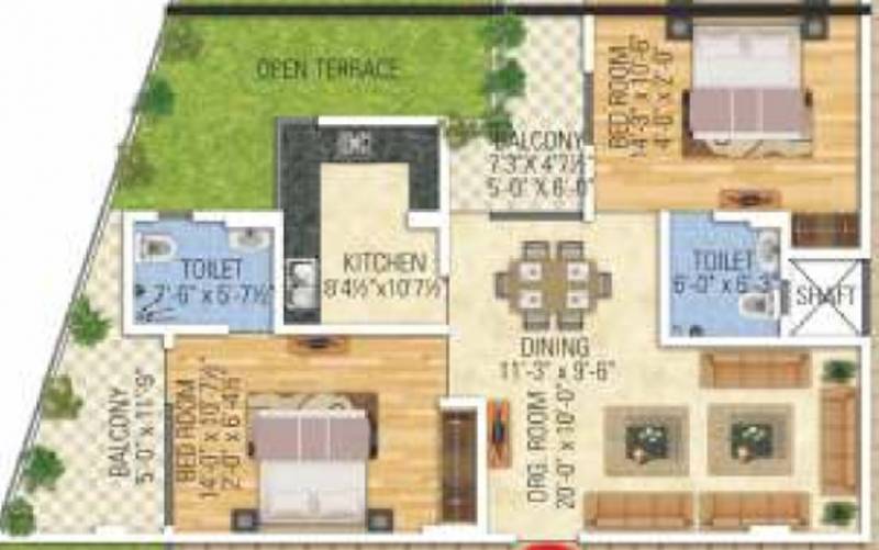 SDC Anand Prime (2BHK+2T (1,410 sq ft) 1410 sq ft)