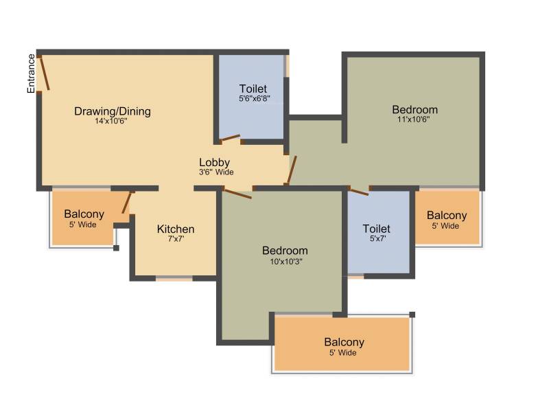 Aadhaar Jan Ghar Awas Yojna (2BHK+2T (972 sq ft) 972 sq ft)