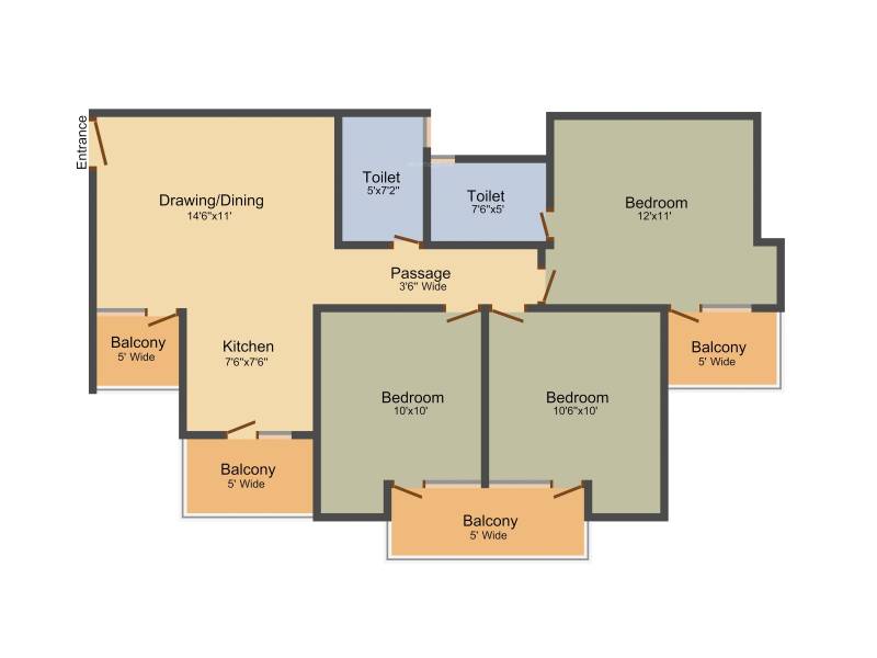 Aadhaar Jan Ghar Awas Yojna (3BHK+2T (1,240 sq ft) 1240 sq ft)