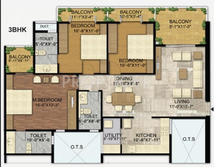 Zed Enclave (3BHK+3T (1,728 sq ft) 1728 sq ft)