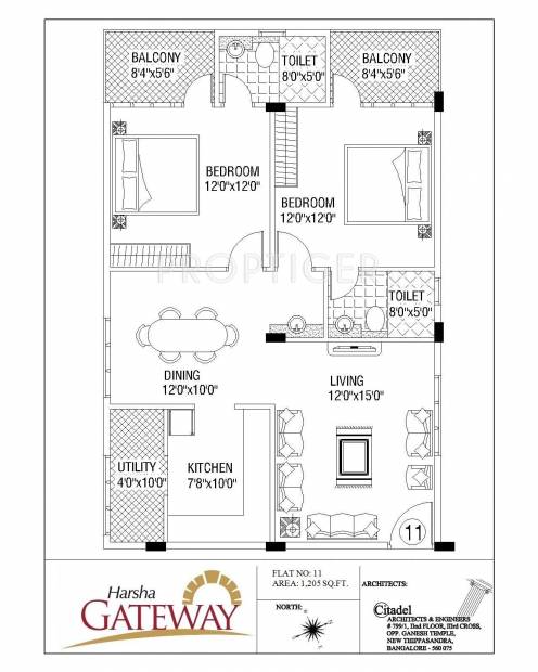 Sree Harsha Gateway (2BHK+2T (1,205 sq ft) 1205 sq ft)