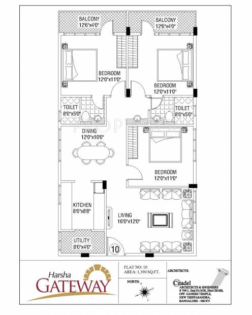 Sree Harsha Gateway (3BHK+2T (1,390 sq ft) 1390 sq ft)