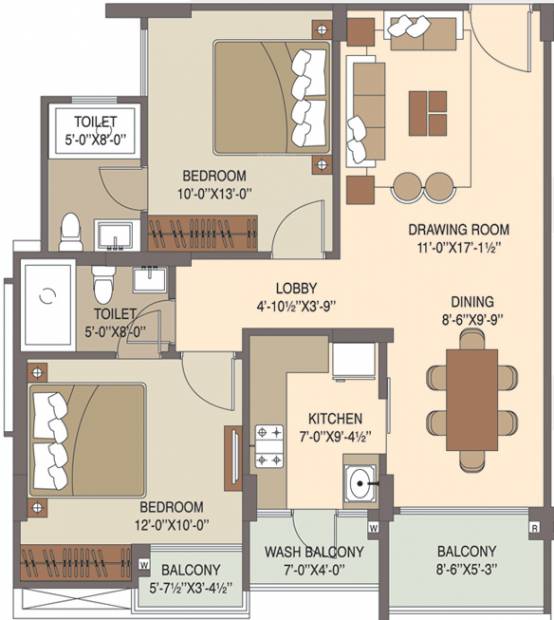 Sun Springfields (2BHK+2T (1,084 sq ft) 1084 sq ft)