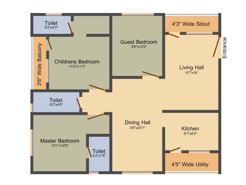 Anuradha Siri Jewel (3BHK+3T (1,535 sq ft) 1535 sq ft)