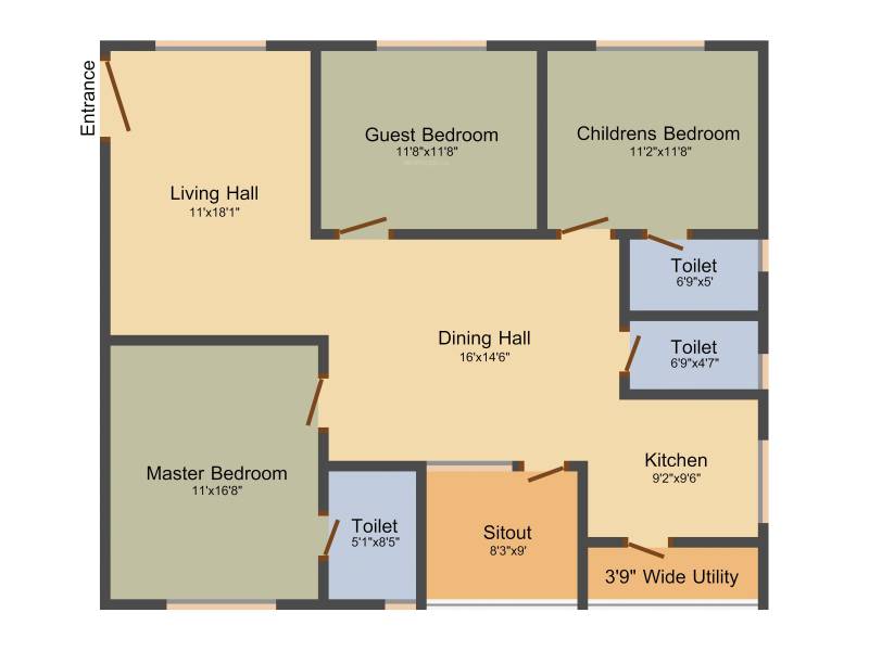 Anuradha Siri Jewel (3BHK+3T (1,625 sq ft) 1625 sq ft)