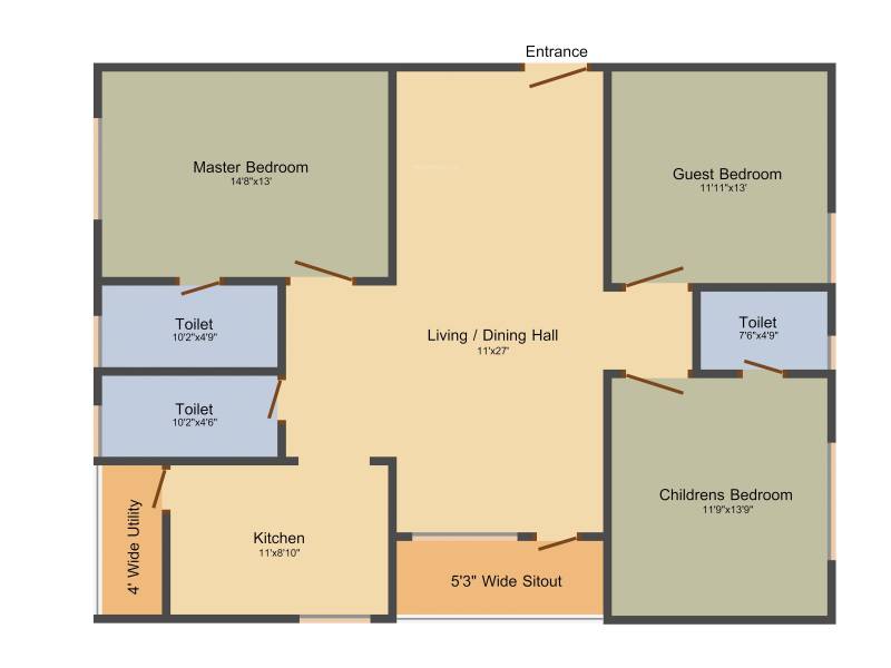 Anuradha Siri Jewel (3BHK+3T (1,665 sq ft) 1665 sq ft)