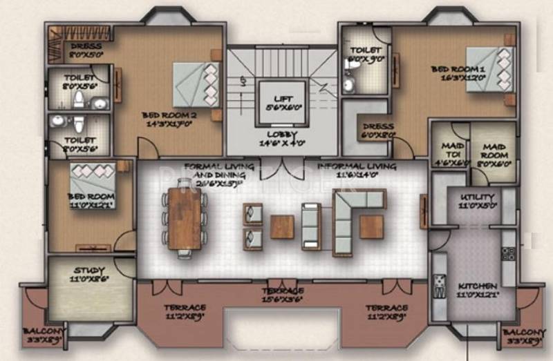 Sumanth Sreshta Raga (3BHK+3T (2,795 sq ft)   Study Room 2795 sq ft)