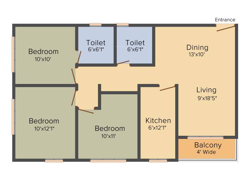Magnolia Aspire (3BHK+2T (1,163 sq ft) 1163 sq ft)