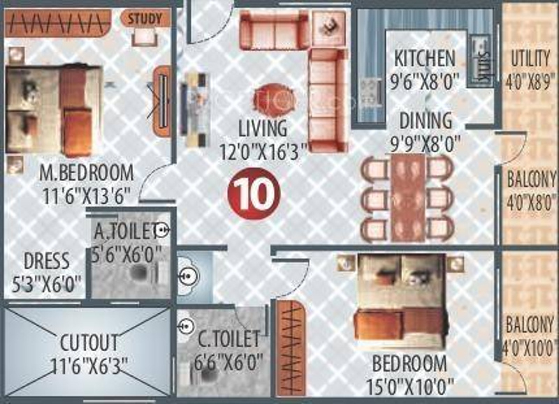 Deccan Expressions (2BHK+2T (1,190 sq ft) 1190 sq ft)