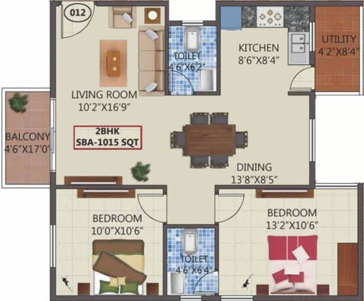 Sri Dwaraka Bageecha (2BHK+2T (1,015 sq ft) 1015 sq ft)