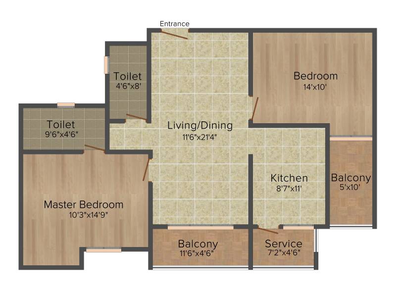 Salma Pine Ridge (2BHK+2T (1,215 sq ft) 1215 sq ft)