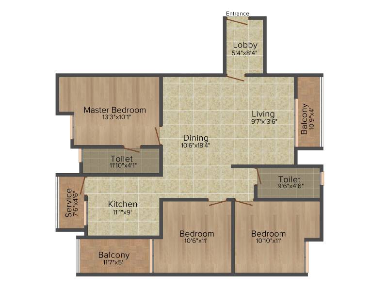 Salma Pine Ridge (3BHK+2T (1,532 sq ft) 1532 sq ft)