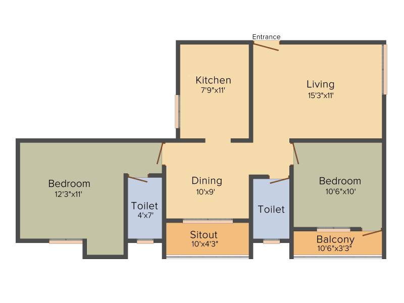 Jeni Joel Brindavan (2BHK+2T (1,042 sq ft) 1042 sq ft)