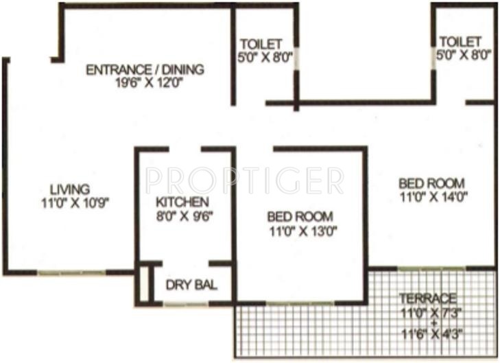 Karia Konark Orchid (2BHK+2T (1,314 sq ft) 1314 sq ft)