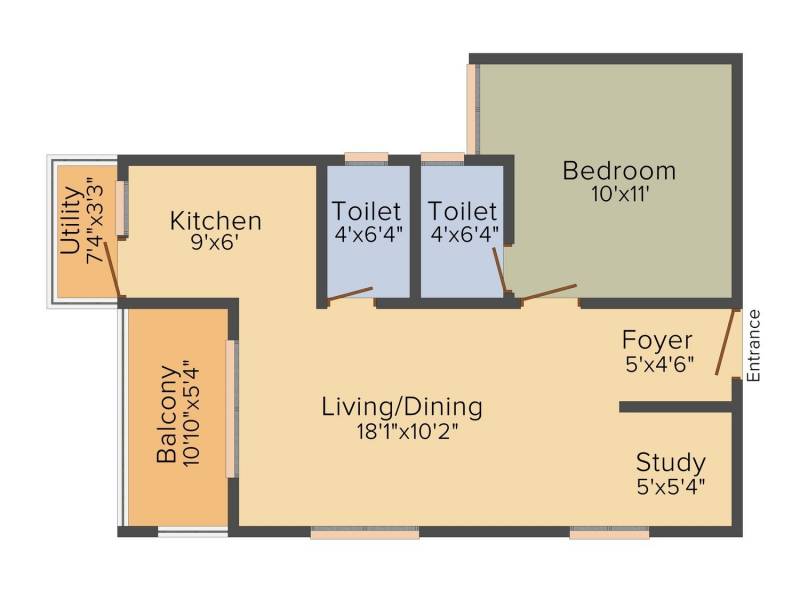 SkyGold Jeevan Keerthi Commanders Aeroview (1BHK+2T (763 sq ft)   Study Room 763 sq ft)